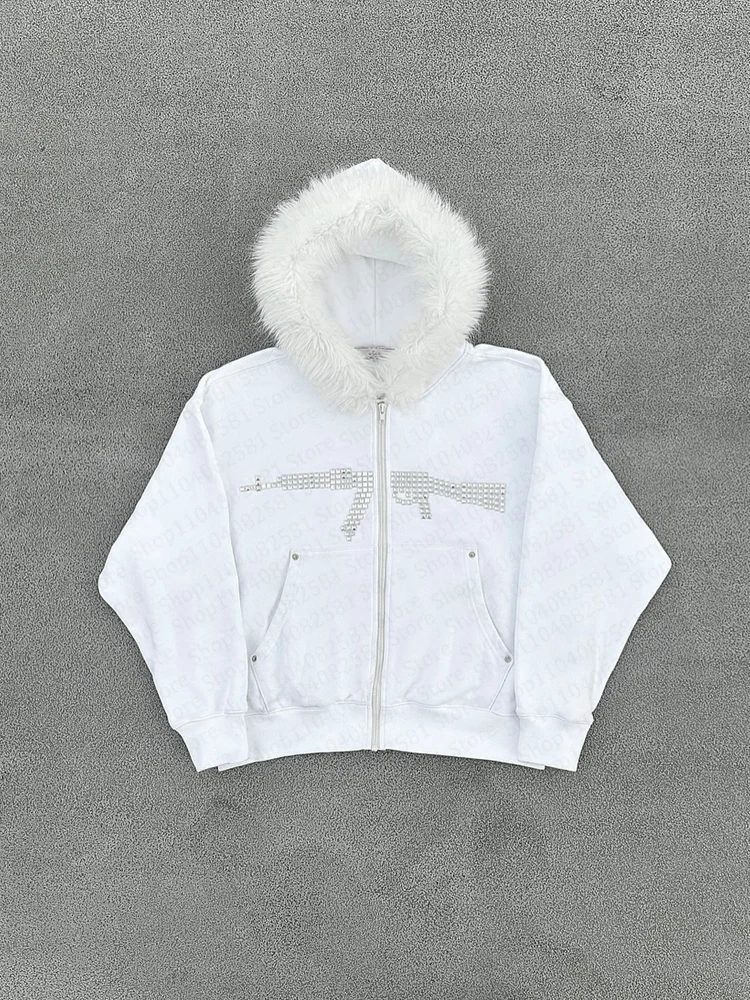 Y2k zíper hoodie salgueiro prego impresso harajuku rua masculino e feminino hip hop zíper hoodie roupas esportivas retro rock gótico solto