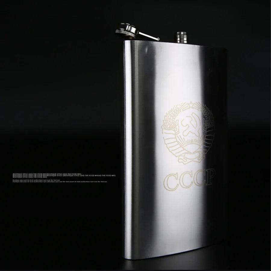 Large Capacity Leather Thickening 304 Stainless Steel Proof Kettle Pot Hip Flask Whiskey Wine Bottle Gifts CCCP for Alcoho