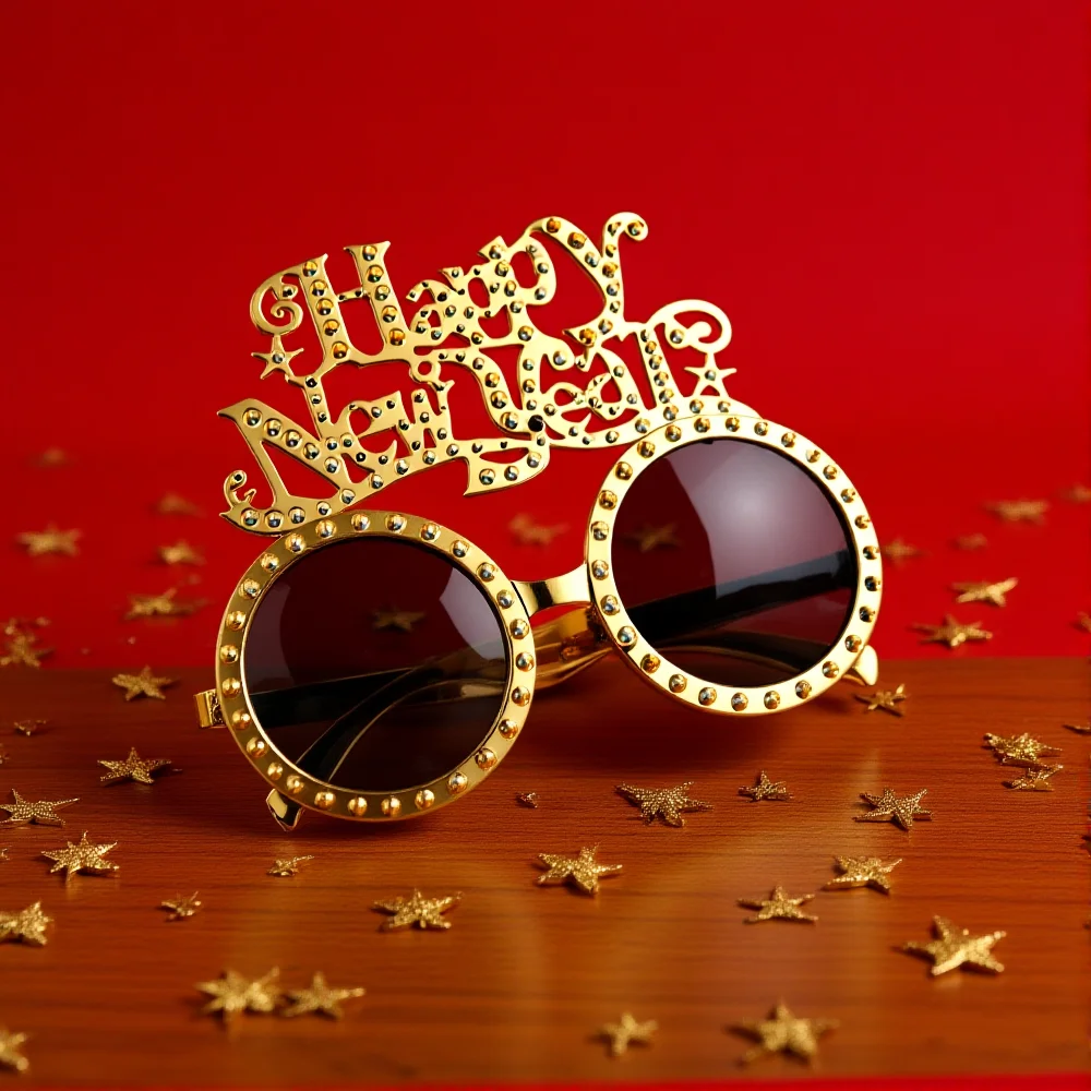 Happy New Year Glasses Funny New Year Eyeglasses Frame Photo Booth Props Christmas 2026 New Year's Eve Party Decoration Eyewear