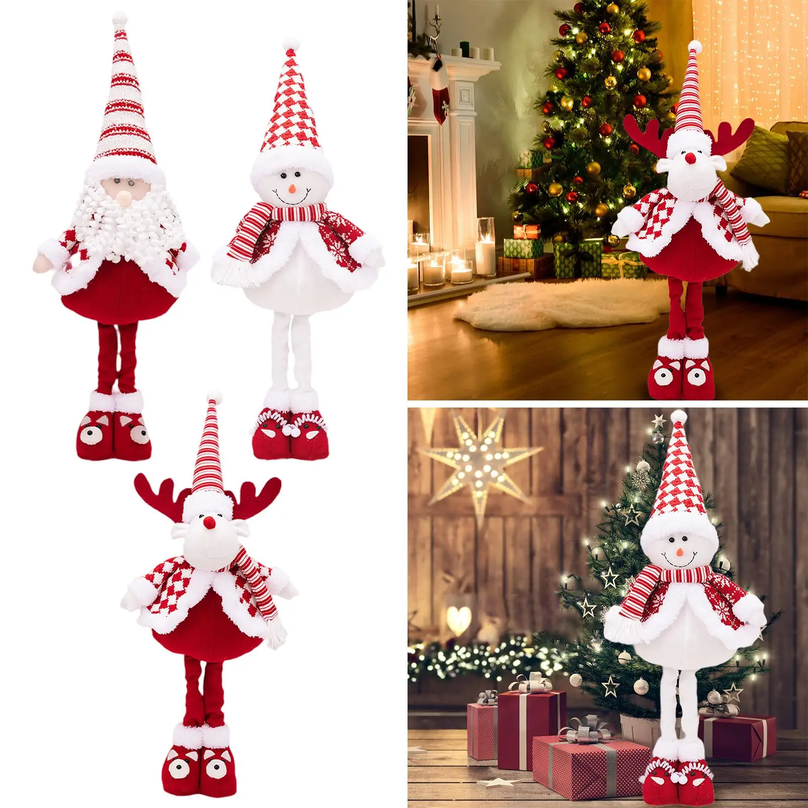 Christmas Doll Figurine Retractable Extendable Cute Toy Christmas Figure Decoration for Festival Xmas Shopping Mall Office Party