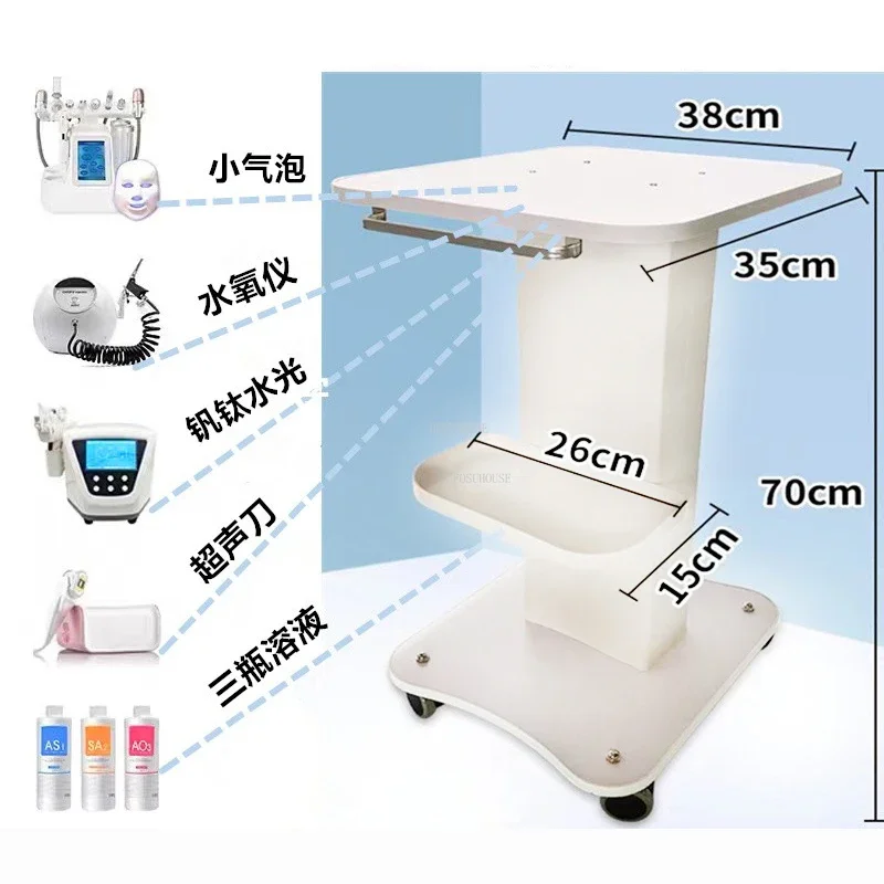 Carrinho de salão acrílico leve de luxo, Carrinho de ferramentas de salão de beleza, Mobiliário moderno para salão, Rack simples com rodas