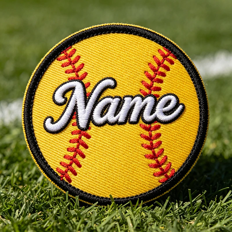 Custom Softball Embroidery Patches Personalized Name Text Iron On Patch For Clothing Hook&Loop Backpack Baseball Sticker Patch