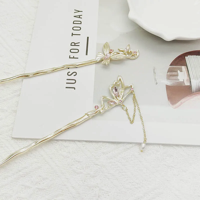 

Простая женская заколка-бабочка с кисточкой, новая современная спиральная заколка в китайском стиле, новый аксессуар для волос в древнем стиле