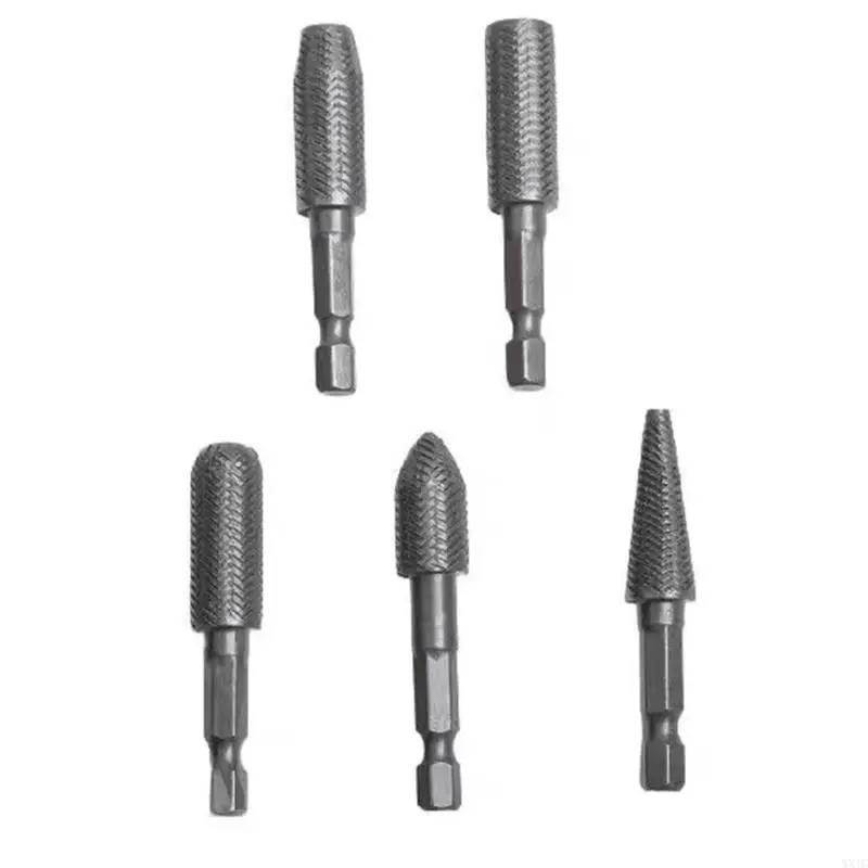 WXTC 5pcs rotativo Burr Rasp Conjunto Bit Bit Carbon Aço Arquivo Rasp Diy