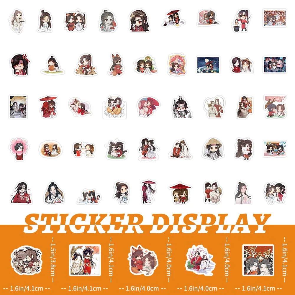 10/30/50 pçs céu bênção oficial anime adesivos decoração mala scrapbooking portátil telefone papelaria criança adesivo presente