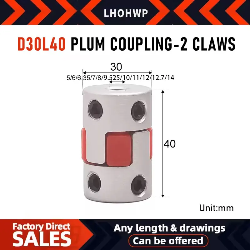 1PC Coupler Two-Jaw XB30×40 Aluminum Plum Coupling D30 L40 Motor Connector For Ball Screw High-Strength
