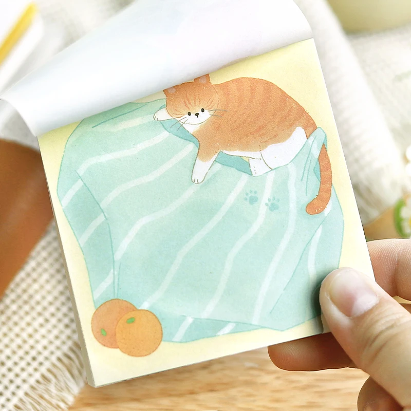 100 kartek uroczych karteczek samoprzylepnych z kotami, kreatywne kolacje, DIY, scrapbooking, estetyczny papier, materiały szkolne i biurowe