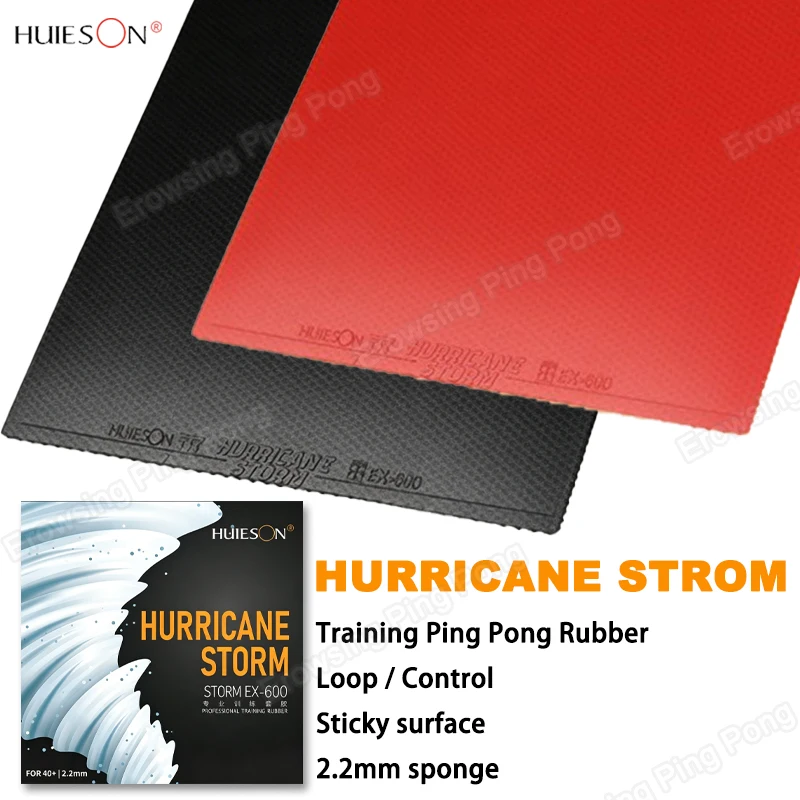 HUIESON HURRICANE STORM Table Tennis Rubber Sheet Pips-in EX600 Training Ping Pong Rubber Sticky Loop & Control Racket Rubber