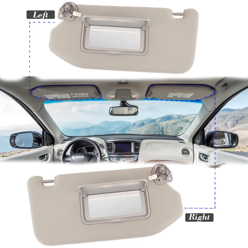 Roavia Car Sun Visor Shade Sunvisor with Makeup Mirror Light For Nissan Pathfinder 2013-2018 /Nissan Infiniti  JX35/QX60 2014-17