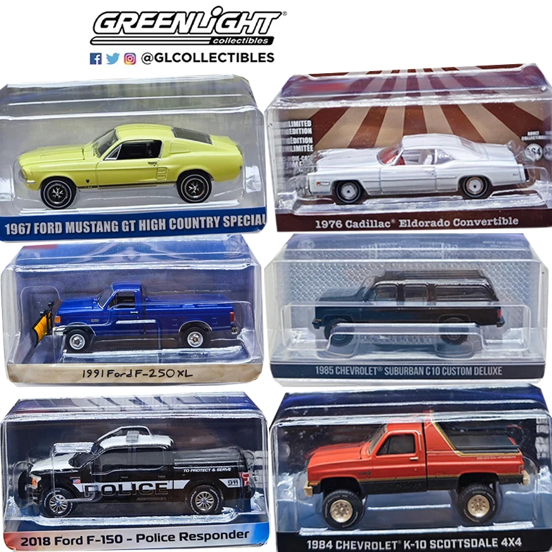 Greenlight Multiple Models 1/64 Proportion New Style Fordor F-250 Mustang GT K-10 Series Christmas Gift Diecast Model  Alloy Car