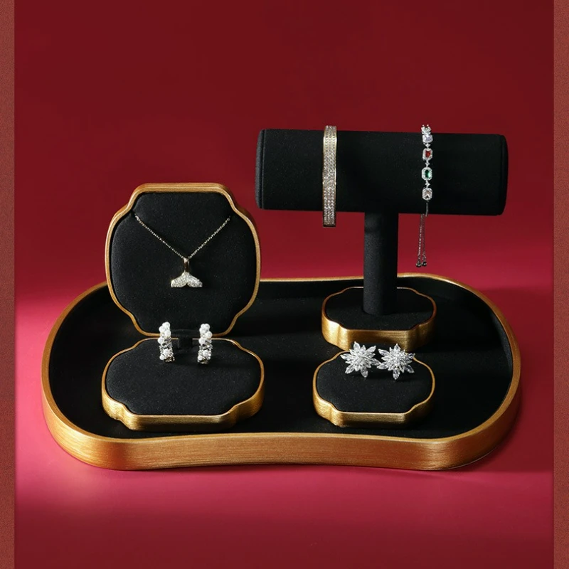 

High-end jewelry display props ring bracelet necklace shelf shop special window display tray set props