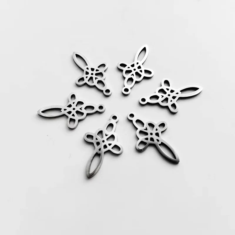 Wholesale 10pc/lot DIY Knot Heart Stainless Steel Charms Steel Color Pendant Making Jewelry Parts Customized Items Are Welcomed
