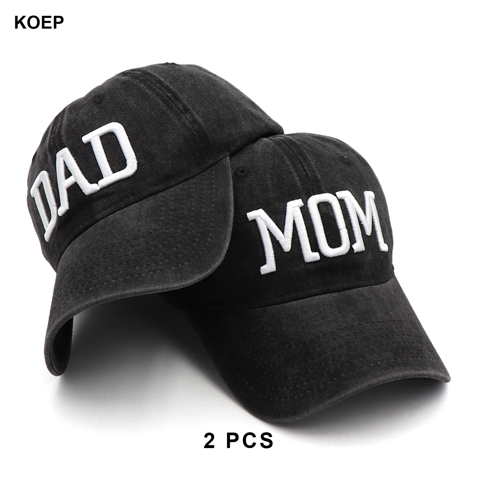 KOEP MOEDER En VADER Baseball Cap Vissen Caps Mannen Outdoor Vrouwen Gewassen En Versleten Zwangerschap Aankondiging Hoeden 3D Borduren - afbeelding 1