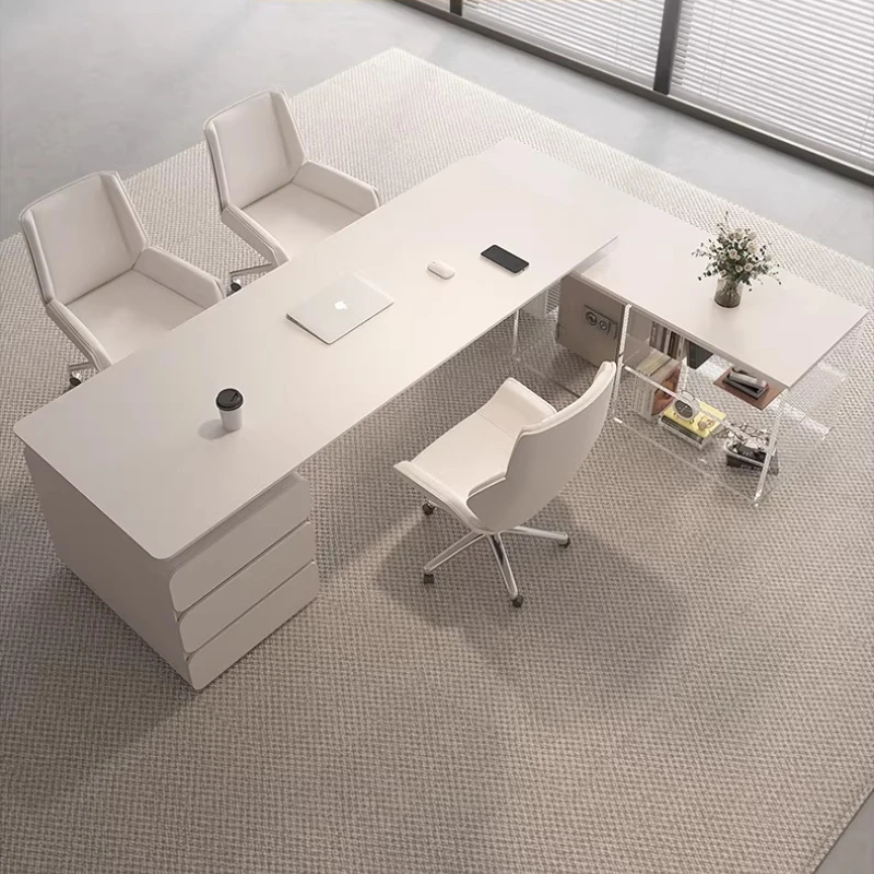 

Простой и современный компьютерный стол из спеченного камня для офиса, рабочие места, угловой стол L-образной формы