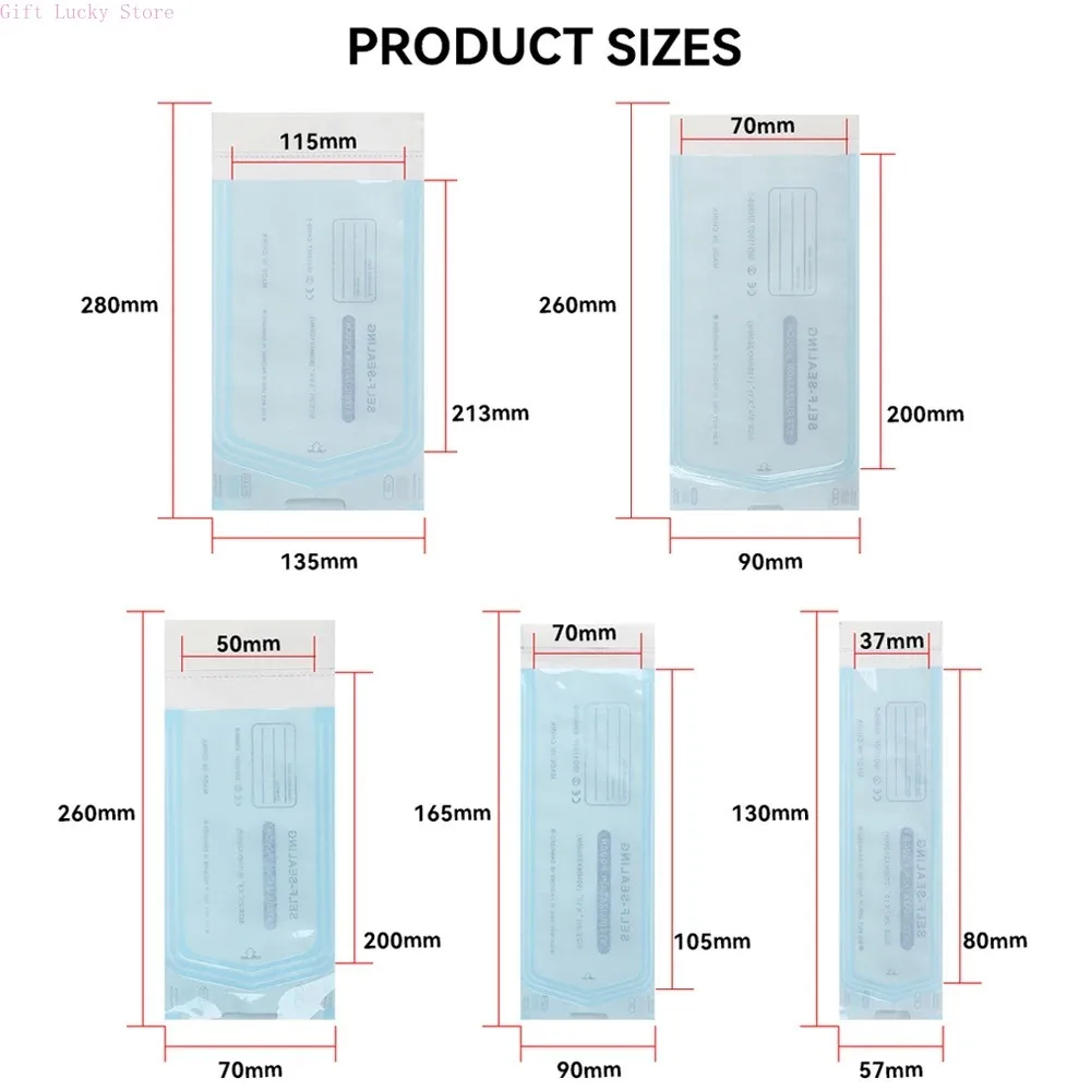 5/10/20/80/100 個使い捨て自己シール滅菌ポーチバッグ 5 サイズタトゥーアクセサリー用品自己粘着クリーンバッグ