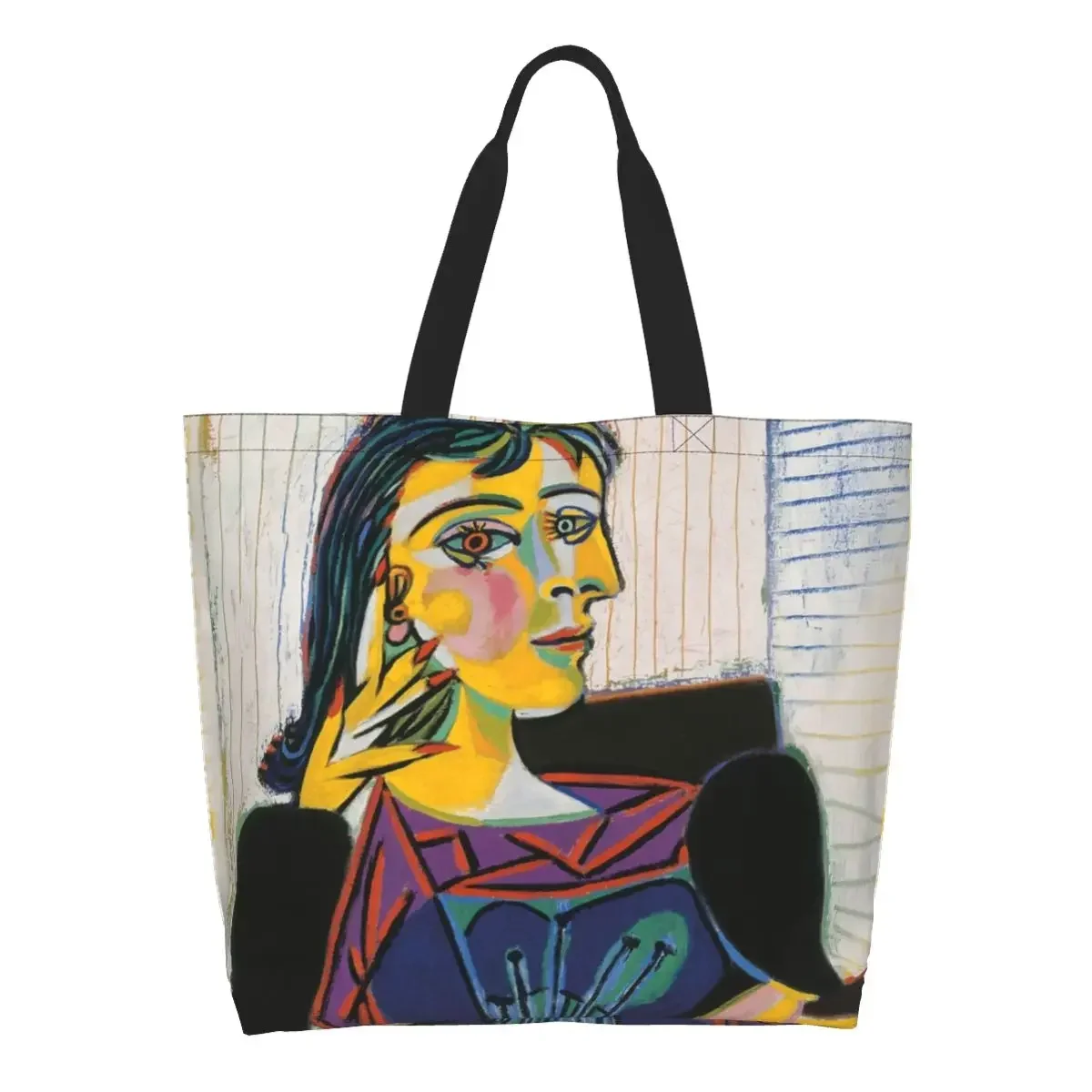 Recycling Portrait Of Dora Maar Shopping Bag Women Canvas Shoulder Tote  Portable Pablo Picasso Groceries Shopper s