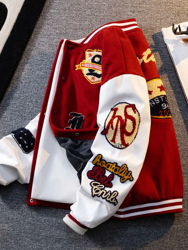 

Casual American Hip Hop Jacket Men's Women's Baseball Design Couple's Top High Street Trend Embroidery Outerwear