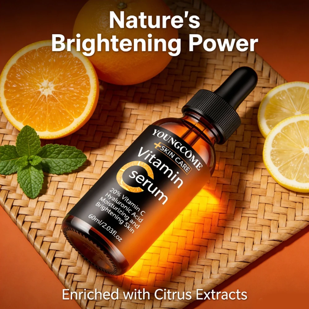 Soro de ácido hialurônico de vitamina C YOUNGCOME - Essência facial hidratante diária e que aumenta a brilho para todos os tipos de pele 40/60ML