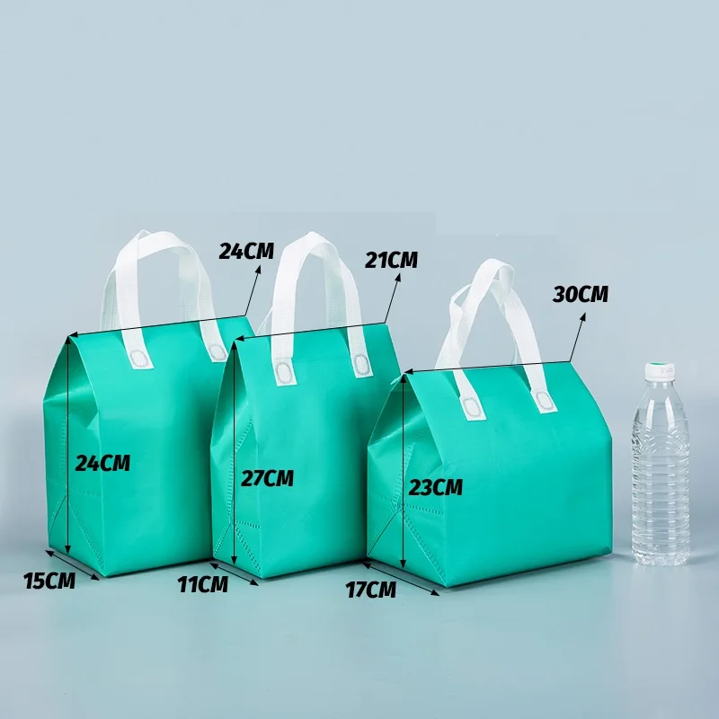 5 Pcs Water Oil Proof Thermostatic Food Outer Packaging Bag Outside The Restaurant Fried Rice Cold Drink Coffee Take Out Handbag