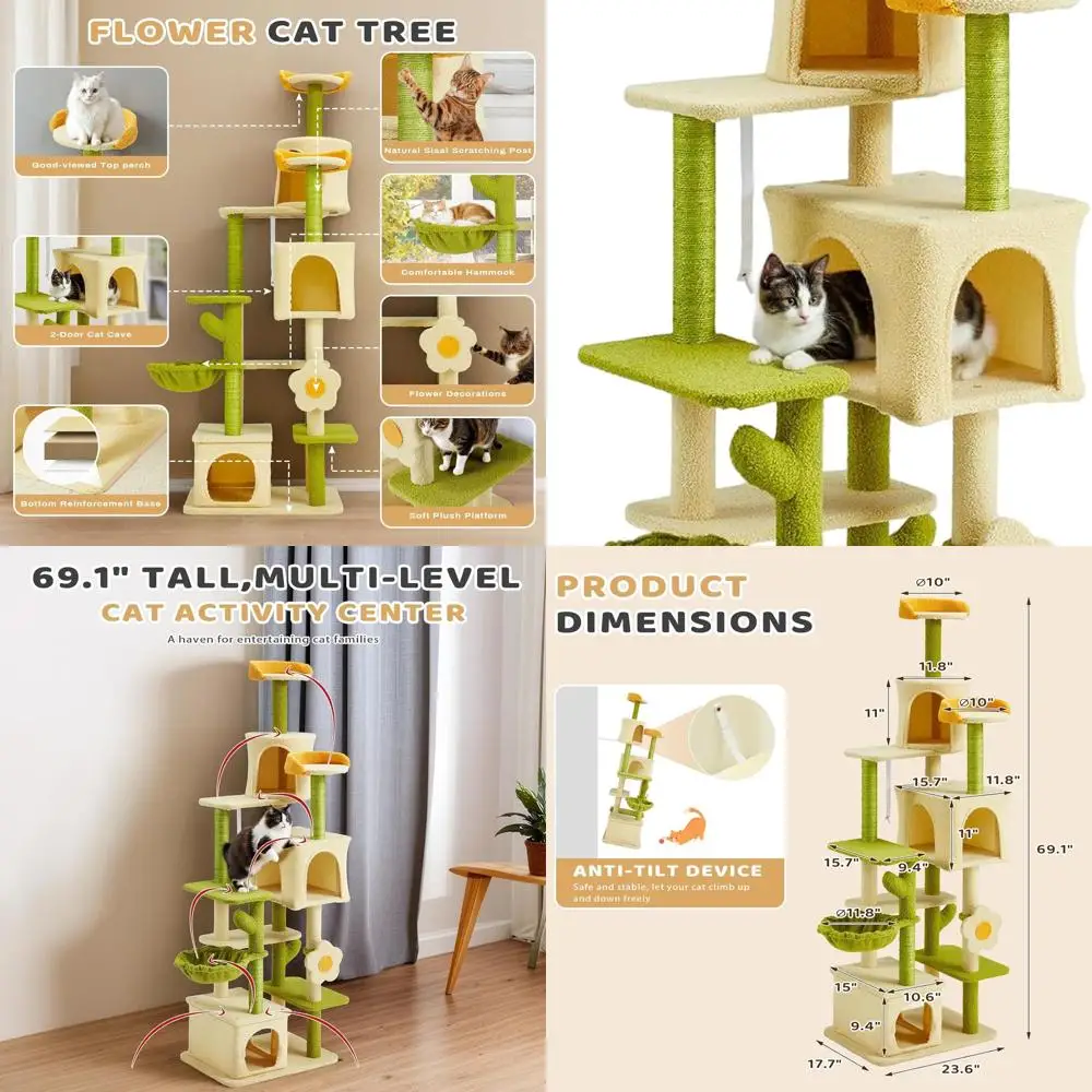 

Домашняя башня из кошачьего дерева, многоуровневый игровой центр 69,1 с когтеточкой, жердонами и презервативами для крупных кошек