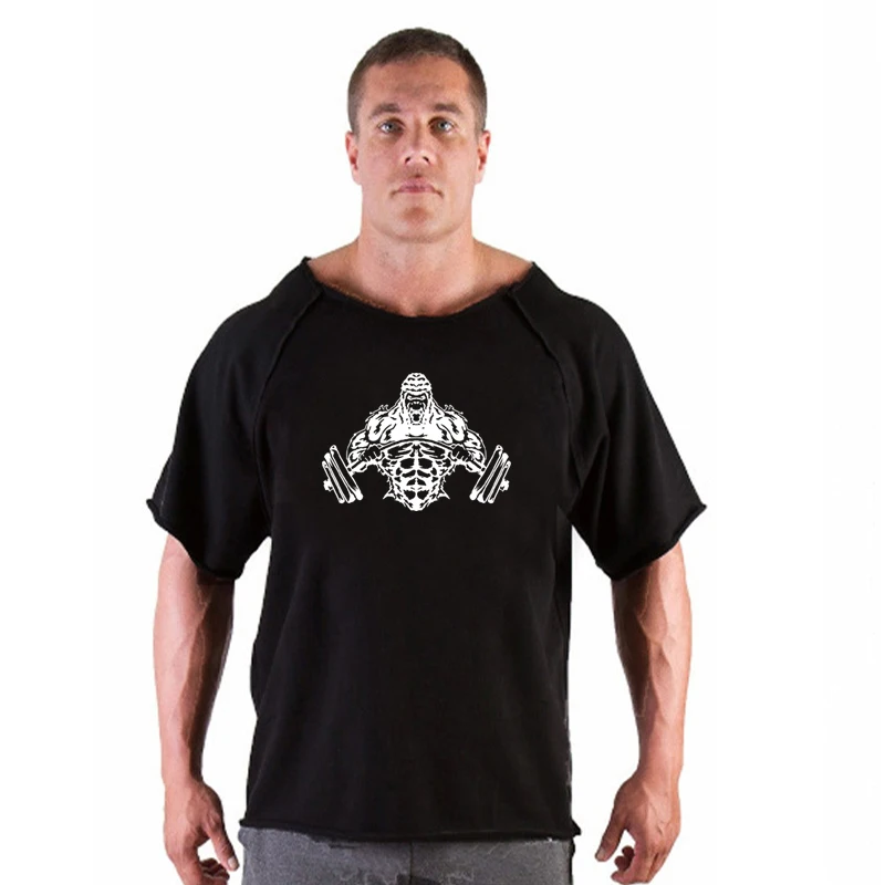 

Футболка мужская хлопковая с коротким рукавом, Повседневная модная тенниска для тренажерного зала, фитнеса, бодибилдинга, свободная майка, топ, одежда на лето