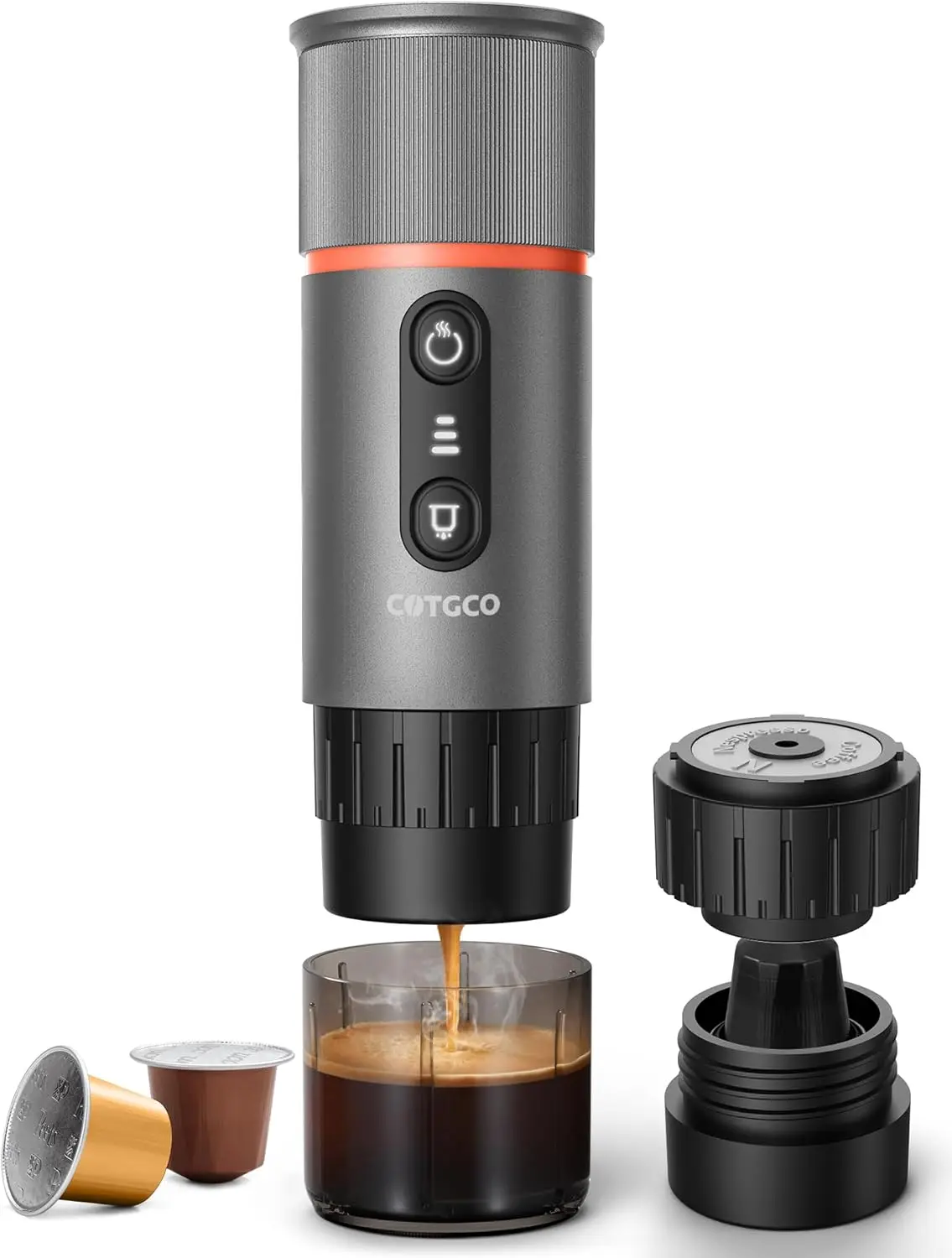

Portable Espresso Coffee Maker, Travel Coffee Maker for Camping, 20 Bar Self‑Heating Rechargeable with USB-C, with NS Capsule