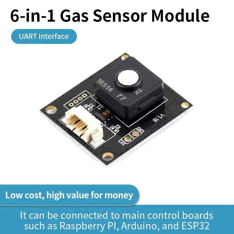 module-de-capteur-de-gaz-6-en-1-integre-la-detection-de-hcho-tvoc-co-iaq-de-la-temperature-et-de-l'humidite-prend-en-charge-le-controle-uart