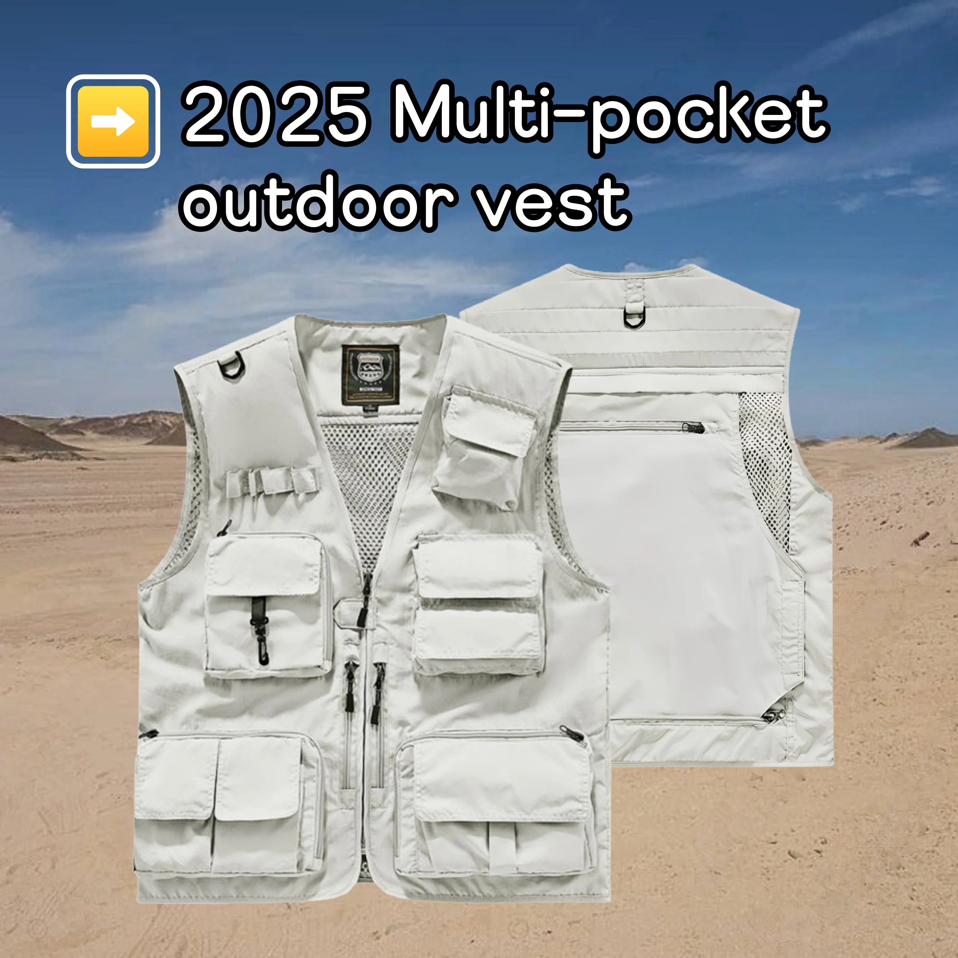 

15 colors Multi-Pocket Breathable Outdoor Vest Custom Logo Vest Photography Workwear Vest Summer Reversible 7XL big size
