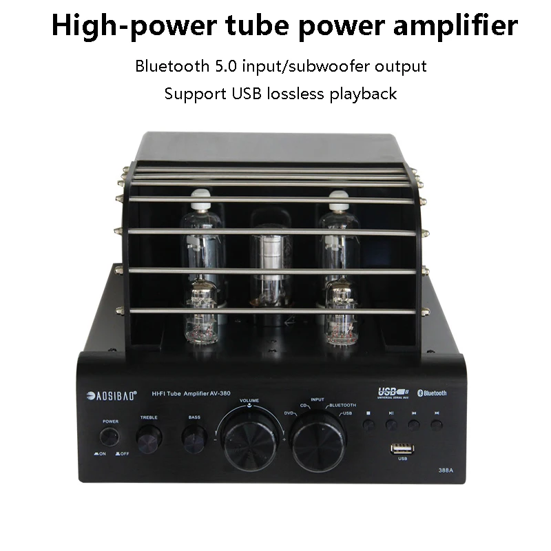 

Audiophile Tube Amplifier Home HIFI Hi-fi Lossless Bluetooth 5.0 2.1 Channel Amplifier 6P13P WY2P 6N1 Tube Combo USB Playback