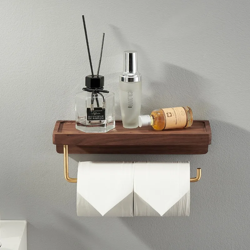 

Простой держатель для рулонной бумаги, черный орех, дерево, держатель для салфеток для ванной комнаты, коробка для туалетной бумаги, стеллаж для хранения телефона в туалете