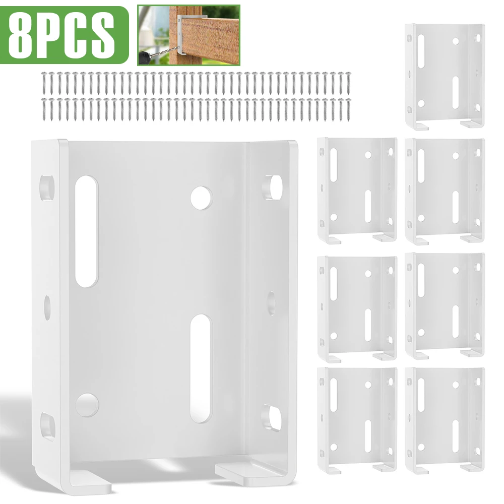 

8Pcs Deck Wood Rail Bracket Aluminum Fence Bracket Anti Deformation Panel and Post Connection Guardrail Fixed Fence Accessories