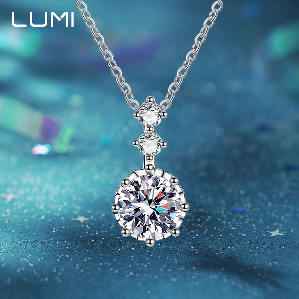 

LUMI Fashion Moissanite 925 Silver Collarbone Pendant- Super Beautiful Female Neck Chain for Women Girls Wedding Jewelry
