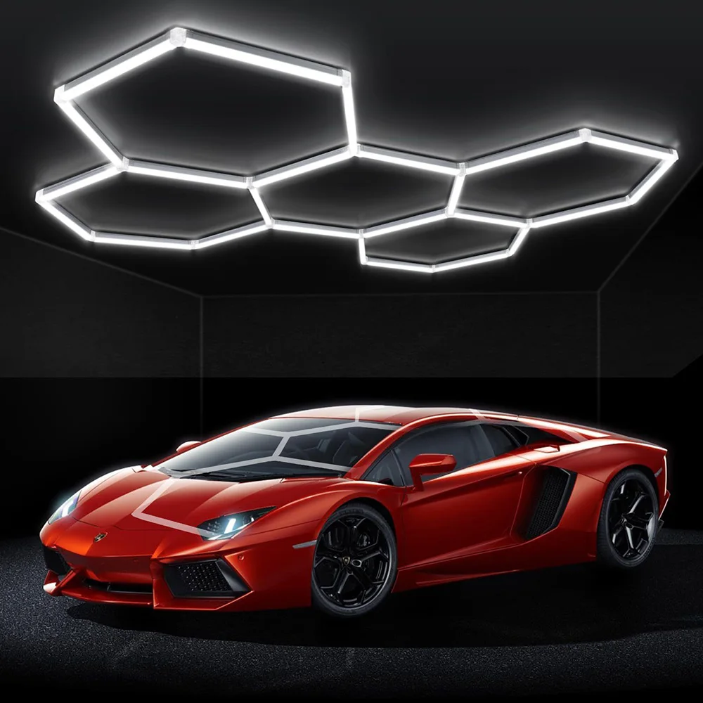 High brightness honeycomb hexagonal garage LED light 6500K suitable for garages, 4S workshops, car beauty shops, gyms
