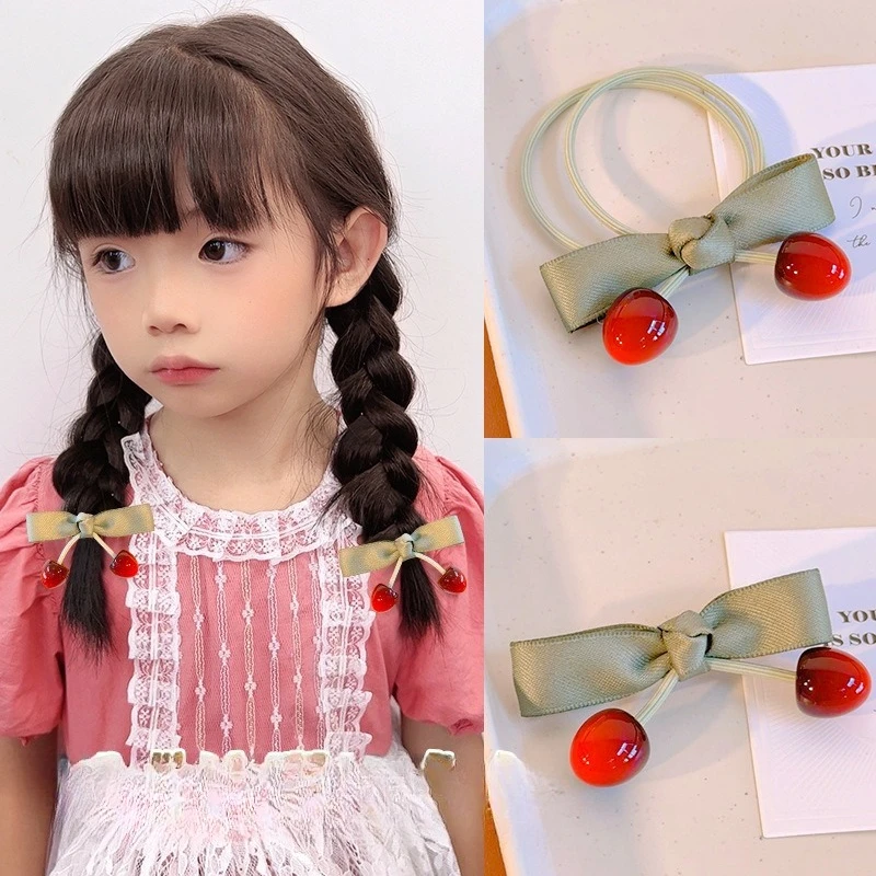 

Детские заколки для волос с бантом, заколки для волос с вишней, милые детские резинки для волос в лесном стиле, универсальные аксессуары для волос для девочек, головные уборы