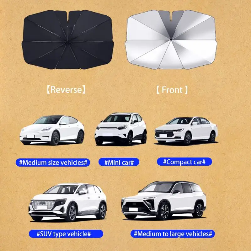 Car Sunshade Umbrella Front Windshield Sunscreen Heat Insulation Shield Portable High-Quality Sunshade Car Protection Accessory