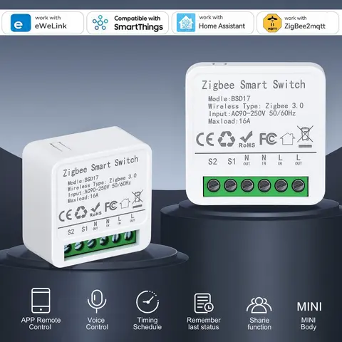 16A ZigBee Smart Switch Module eWeLink App DIY Smart Breaker Relay for SmartThings Alice Alexa Google Home Assistant Zigbee2MQTT