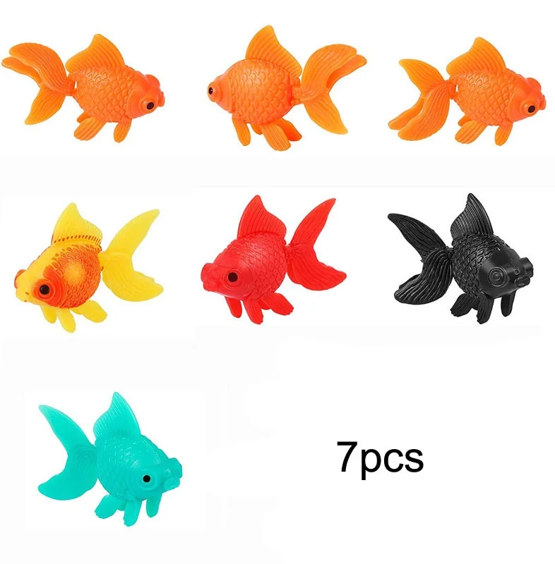 7 Pieces Artificial Fish Fish Bowl Tank Aquarium Decor Moving Floating Glodfish Ornament Plastic Gold Fish for Party Decor