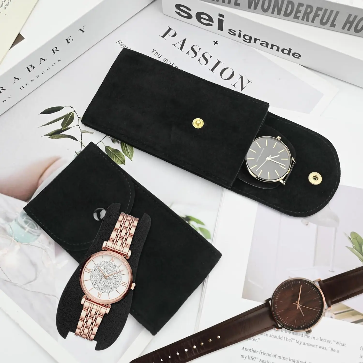 Portable Flannelette Fabric Watch Pouch Storage Bag Single Watch Travel Organizer Display Pouch for Men and Women Dropshipping