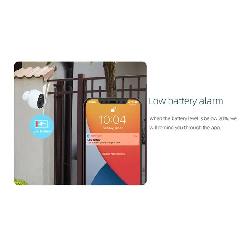 

3MP 9000MAh Battery WIFI Surveillance Camera Tuya Smart Home Outdoor Security Protection Wireless CCTV Camera(A)