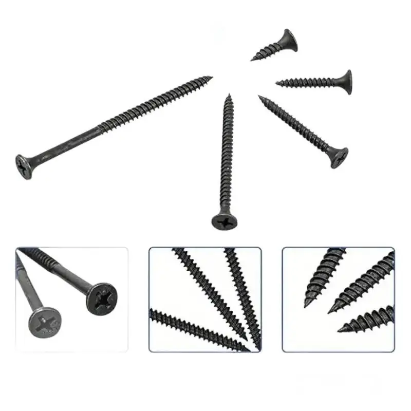 400/800PCS/1 Juego M2 Kit surtido de tornillos autorroscantes negros Tornillos de bloqueo y tornillos para madera