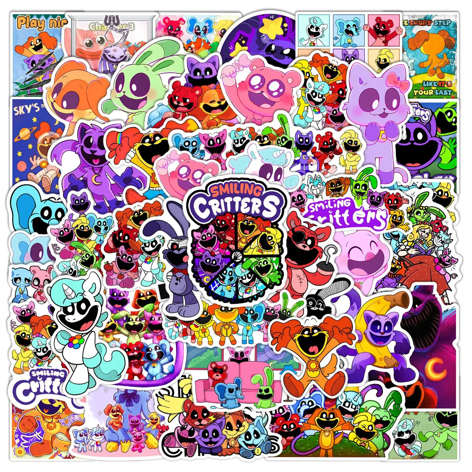 Smiling Critters Stickers Horror Game Figure Catnaps Kawaii Kids Stationery School Supplies Classic Toys Scrapbooking Aesthetic