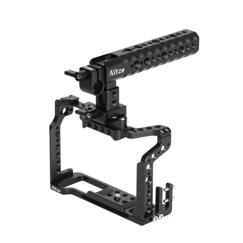 

Nitze CAMERA Cage Kit X-T2/X-T3 with HDMI Cable Clamp Handle Baseplate and Rods Camera Cage Stabilizer for Fujifilm