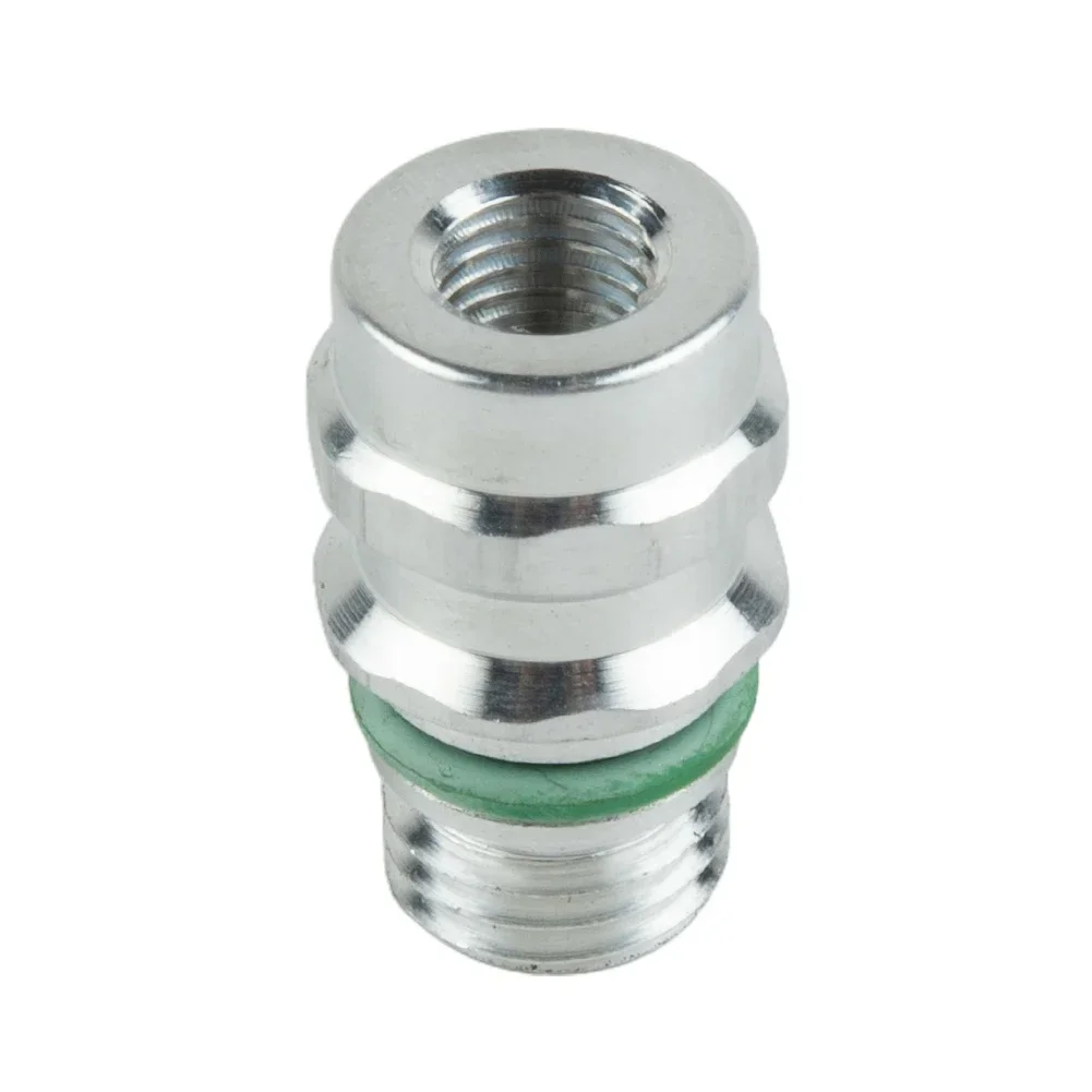 Universal A/C Service Valve High Side R134a Port Adapter&Replaceable Valve Cores Aluminum High Side Primary A/c Fittings