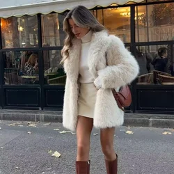 ZA2024 autumn new women's clothing style slim fit loose casual versatile long sleeved faux fur effect coat jacket