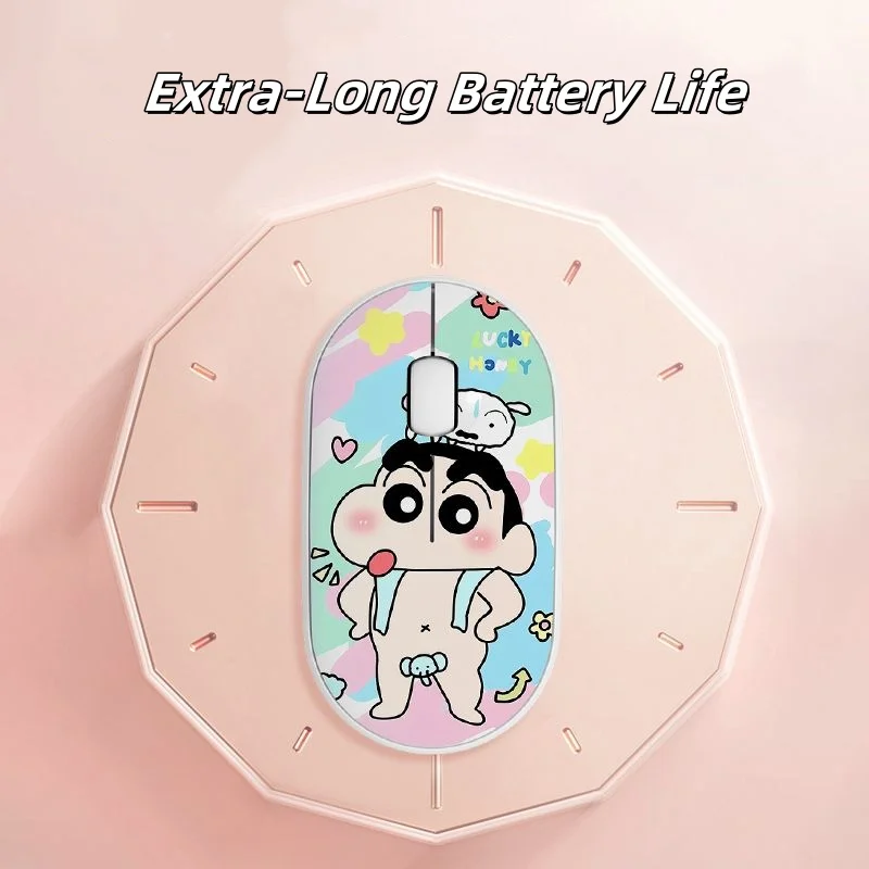 Wireless Bluetooth Dual Mode Mouse Crayon Shin-chan Theme Silent Mouse for Laptop Computer Tablet Mini Portable Cute Mouse