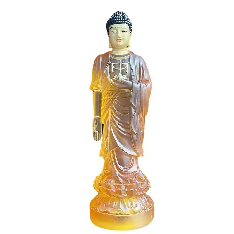 

Amitabha Buddha water glazed resin ornament temple home worship standing standing statue