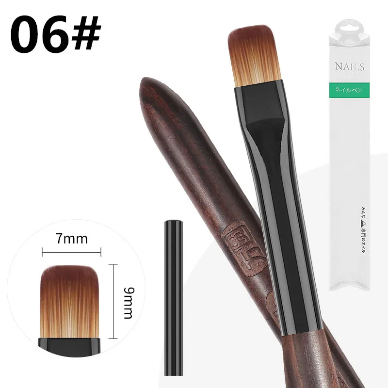 1/6PCS Acryl Nagel Pinsel Stift für Pulver Maniküre Runde Holz Griff Gel Builder Pinsel Werkzeuge