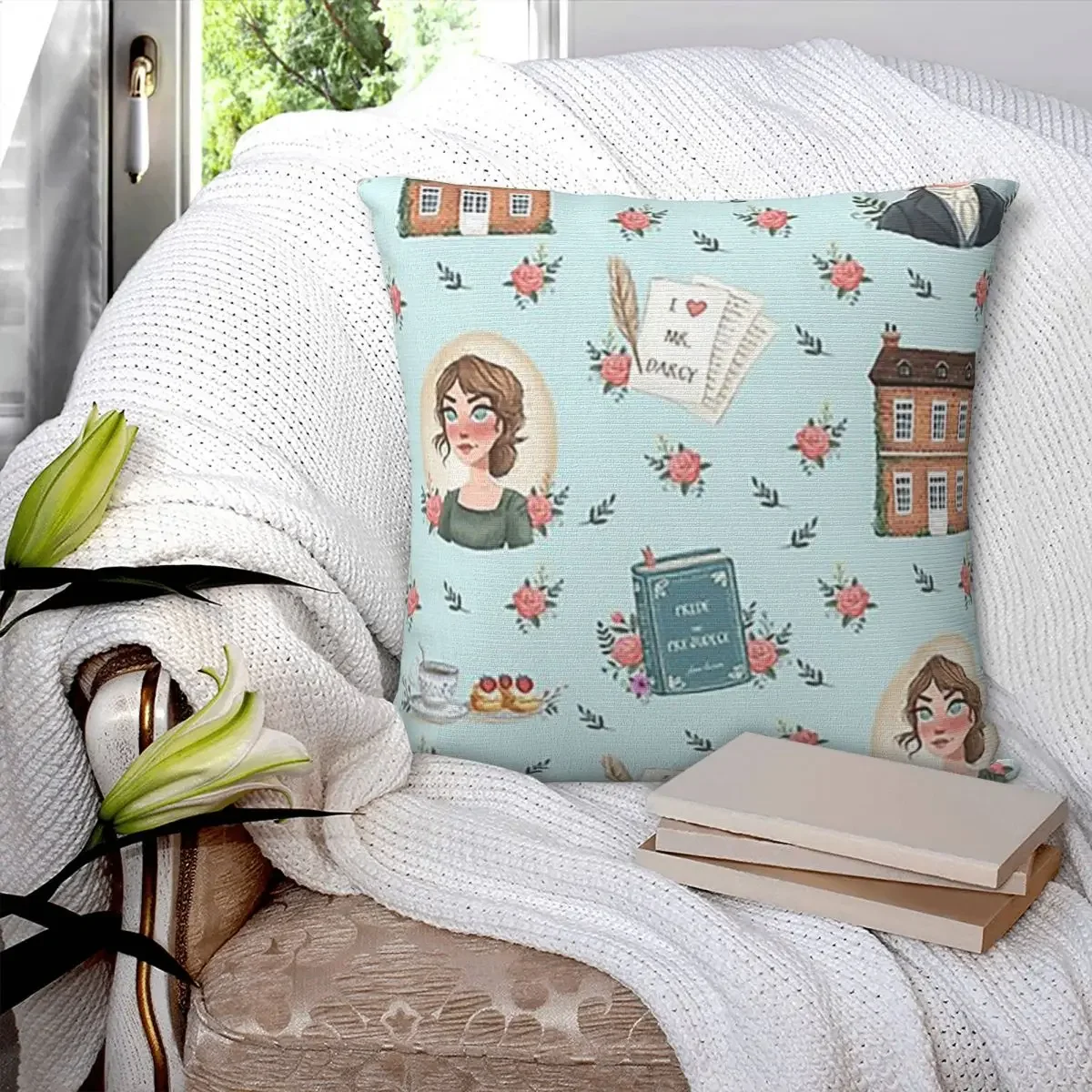 Pride And Prejudice - Jane Austen Inspiration Square Pillowcase Pillow Cover Cushion Comfort Throw Pillow for Home Living Room