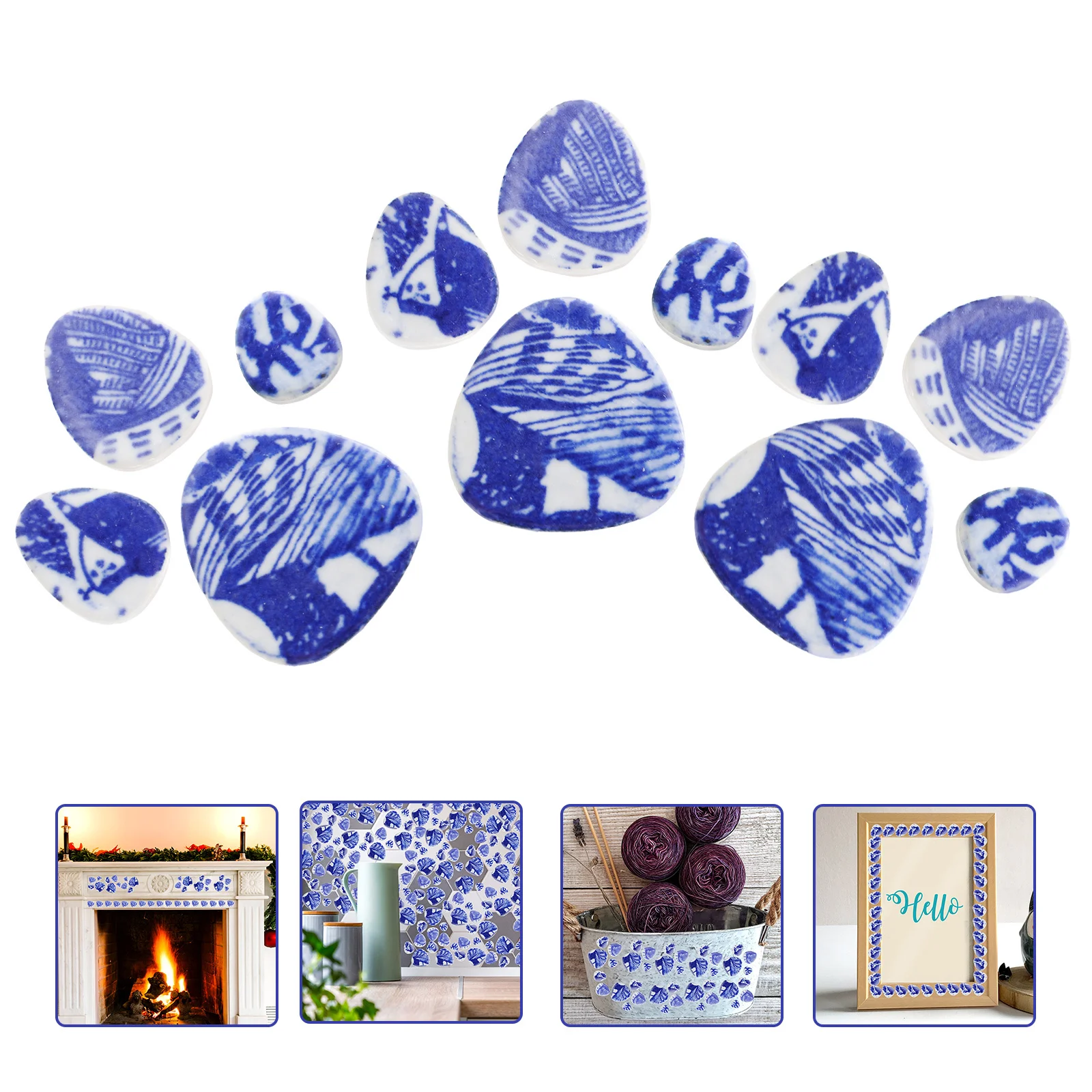 

Blue and White Porcelain Mosaic Tiles Pebble Pieces Colorful Ceramic Tiles Ideal for DIY Crafts Kitchen Bathroom Tile Decoration