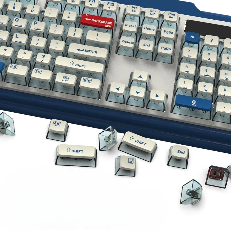 ASA Highly Mechanical Keyboard Theme Keycaps, Classic Minimalist Red and Blue with Contrast Pudding Keycaps